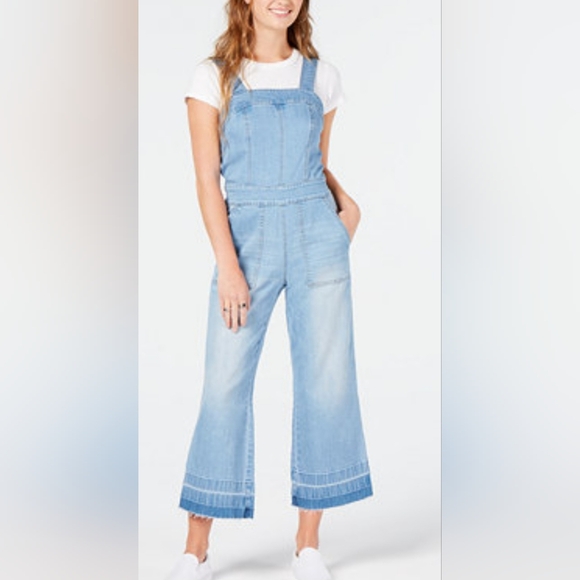 Dollhouse Pants - DOLLHOUSE Cropped Wide-Leg, light wash, raw-edge hems Denim Overalls!
